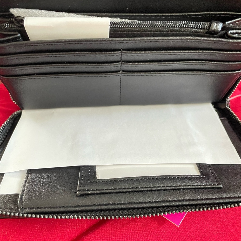 Betsey Johnson Black With Bat Embellishments Large Wallet - Picture 3 of 7